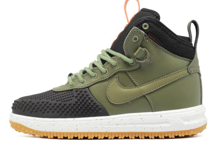 Кроссовки Nike Lunar Force 1 DUCKBOOT Dark Loden Green 805899-001 зеленые, кожаные