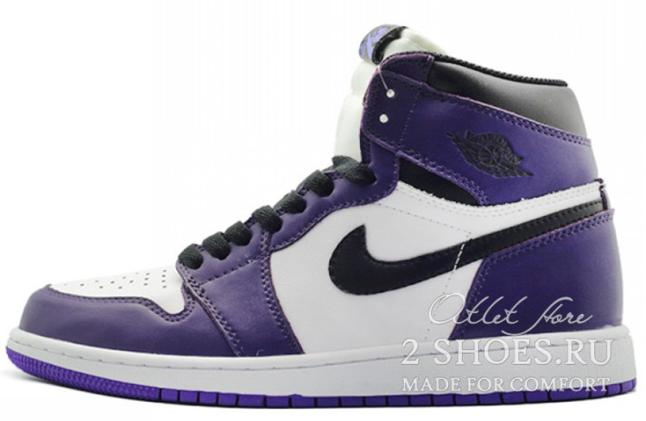Кроссовки Nike Air Jordan 1 High Winter White Court Purple  белые, синие, кожаные